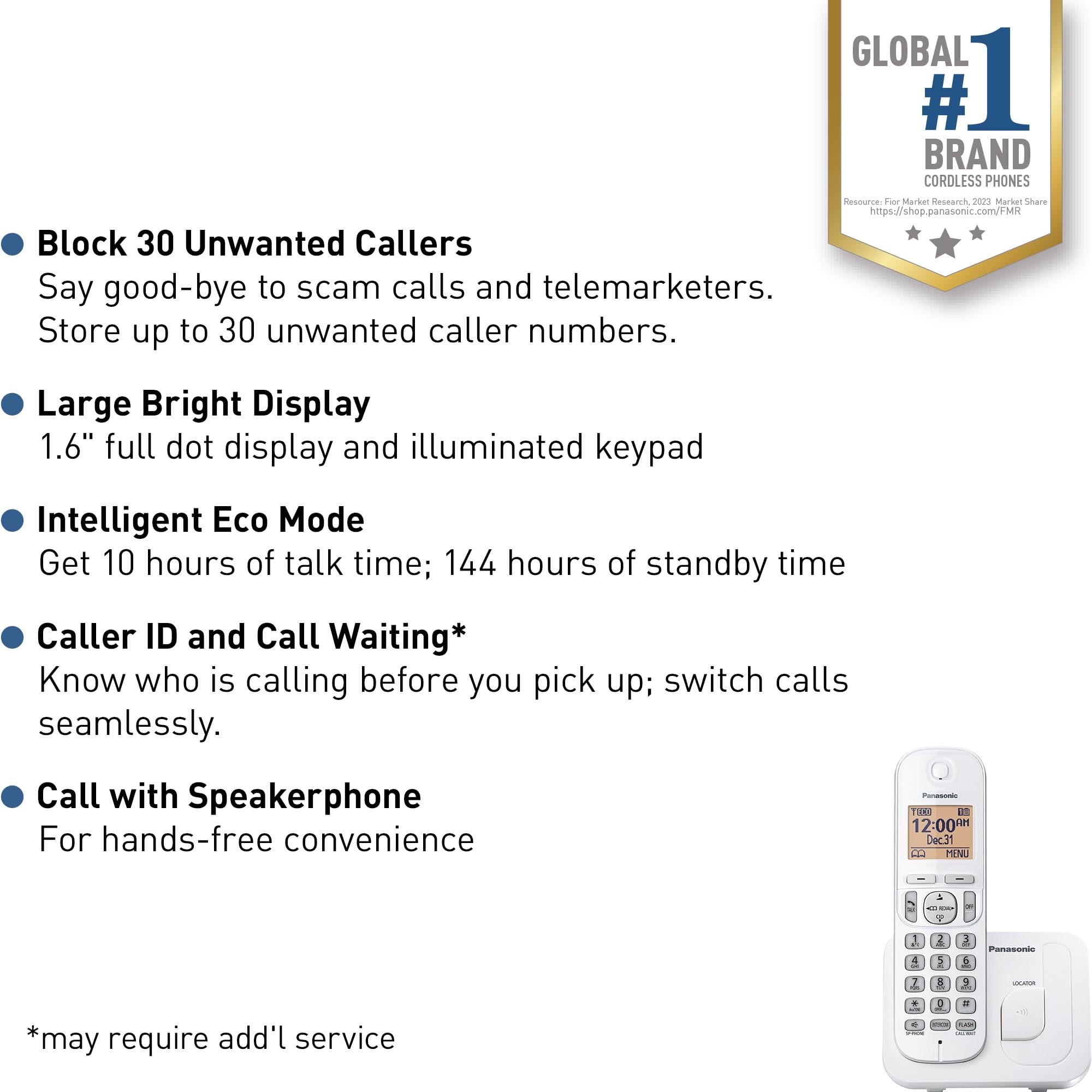 Foto 2 | Teléfono Inalámbrico Panasonic Kx-tgc200w Blanco-Venta Internacional