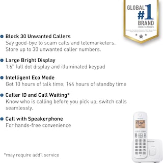 Foto 2 | Teléfono Inalámbrico Panasonic Kx-tgc200w Blanco-Venta Internacional