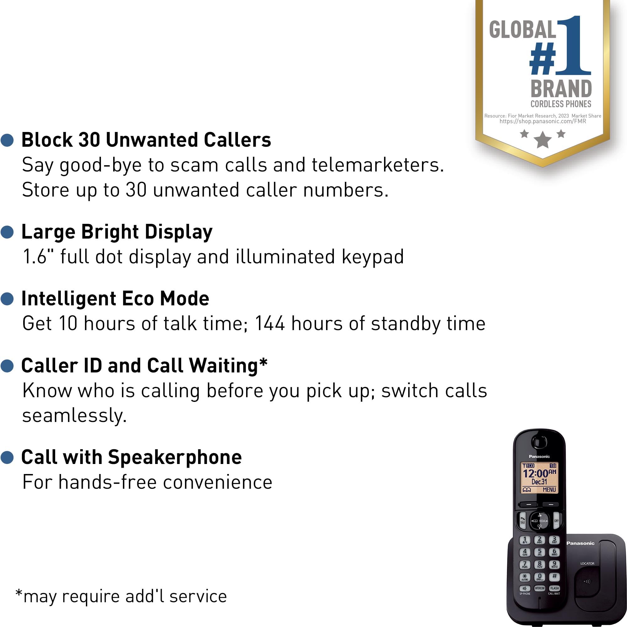 Foto 3 pulgar | Teléfono Inalámbrico Panasonic Kx-tgc200b Negro-Venta Internacional