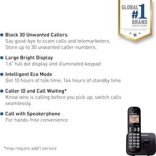 Foto 2 | Teléfono Inalámbrico Panasonic Kx-tgc200b Negro-Venta Internacional