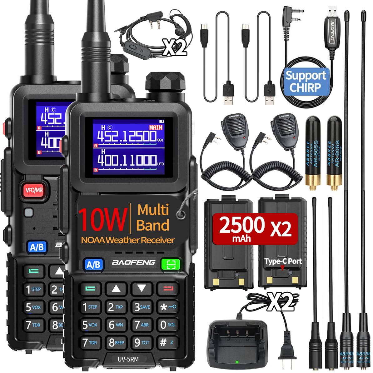 Foto 2 pulgar | Walkie Talkies Baofeng 5rm, 10 W, Dispositivo Portátil De Largo Alcance, Paquete De 2 Unidades - Venta Internacional.
