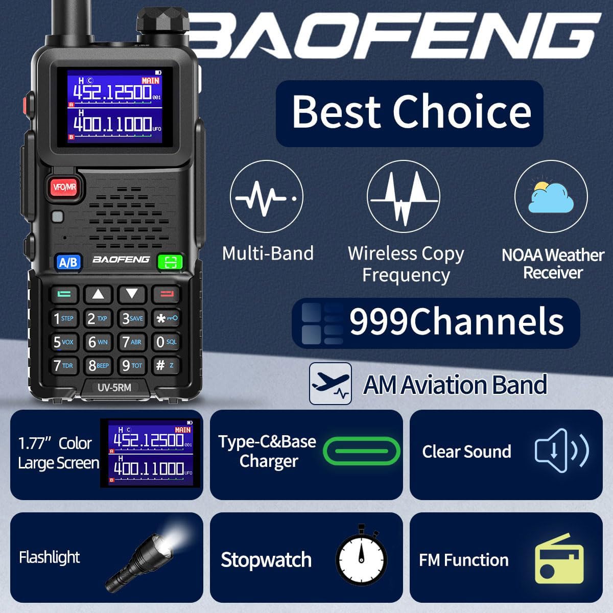 Foto 3 pulgar | Walkie Talkies Baofeng 5rm, 10 W, Dispositivo Portátil De Largo Alcance, Paquete De 2 Unidades - Venta Internacional.