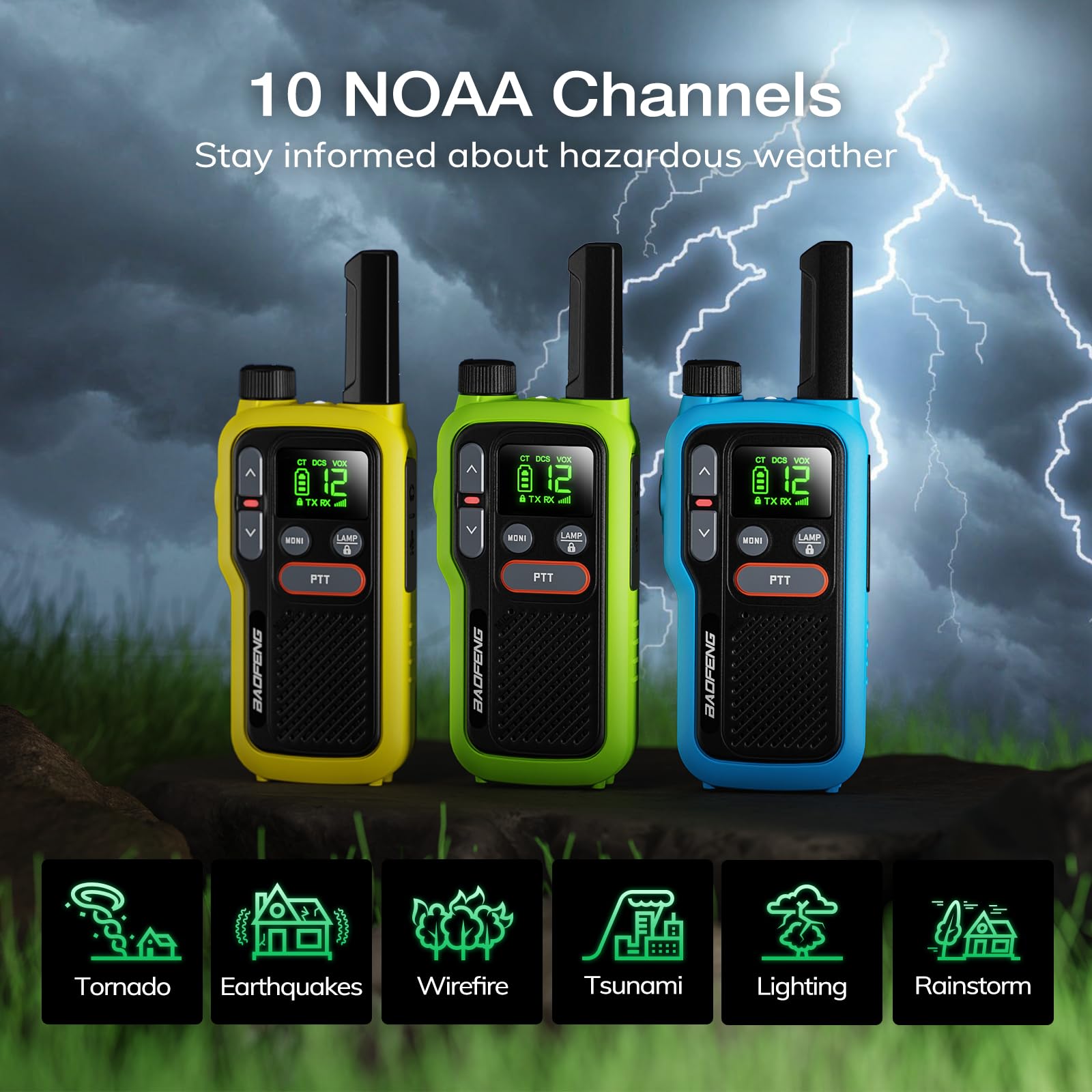Foto 6 pulgar | Walkie Talkies Baofeng Gt-18 Para Niños Y Adultos  Paquete De 3  Amarillo  Verde Y Azul - Venta Internacional.
