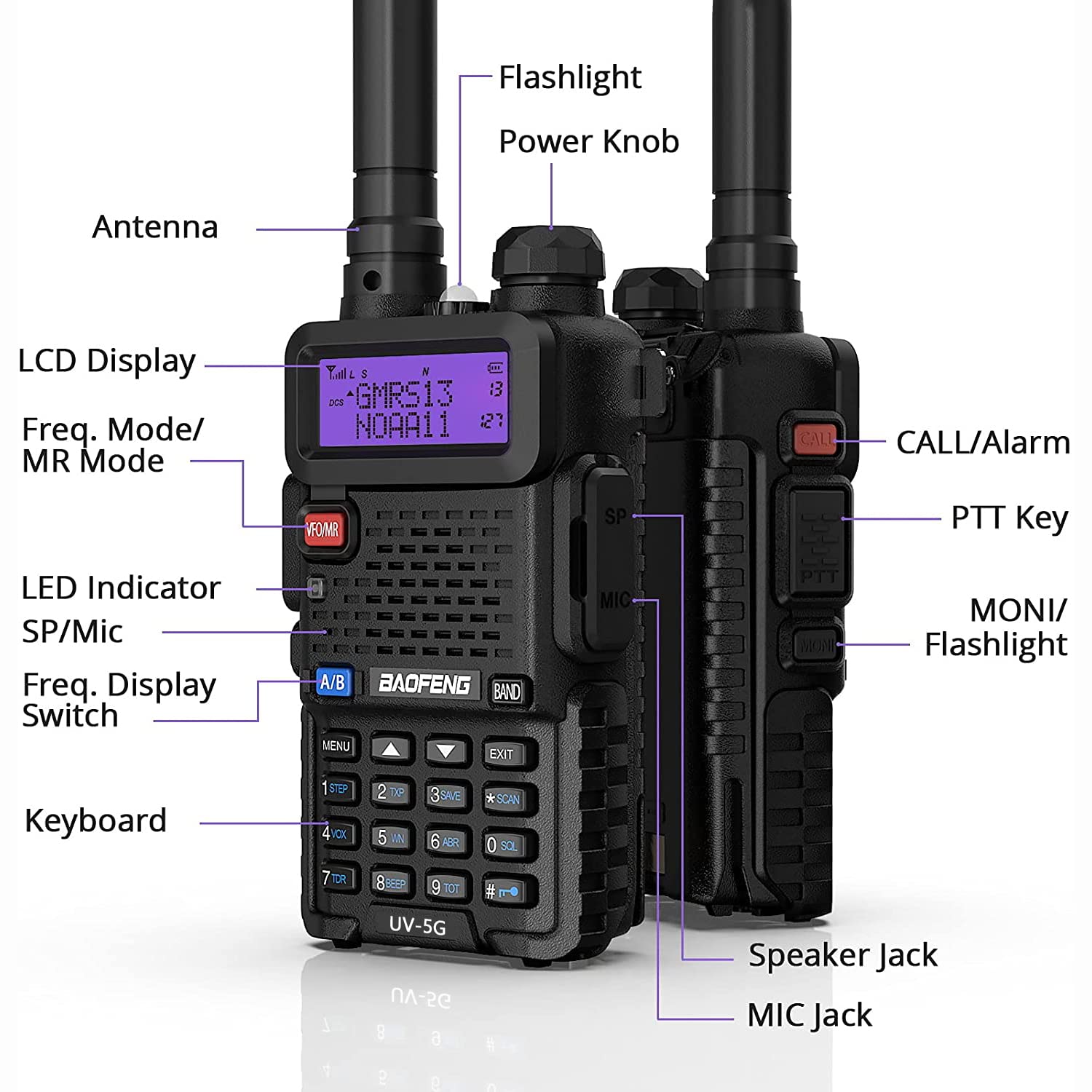 Foto 4 pulgar | Walkie Talkies De Largo Alcance Gmrs Radio Baofeng Uv-5x (uv-5g) - Venta Internacional.