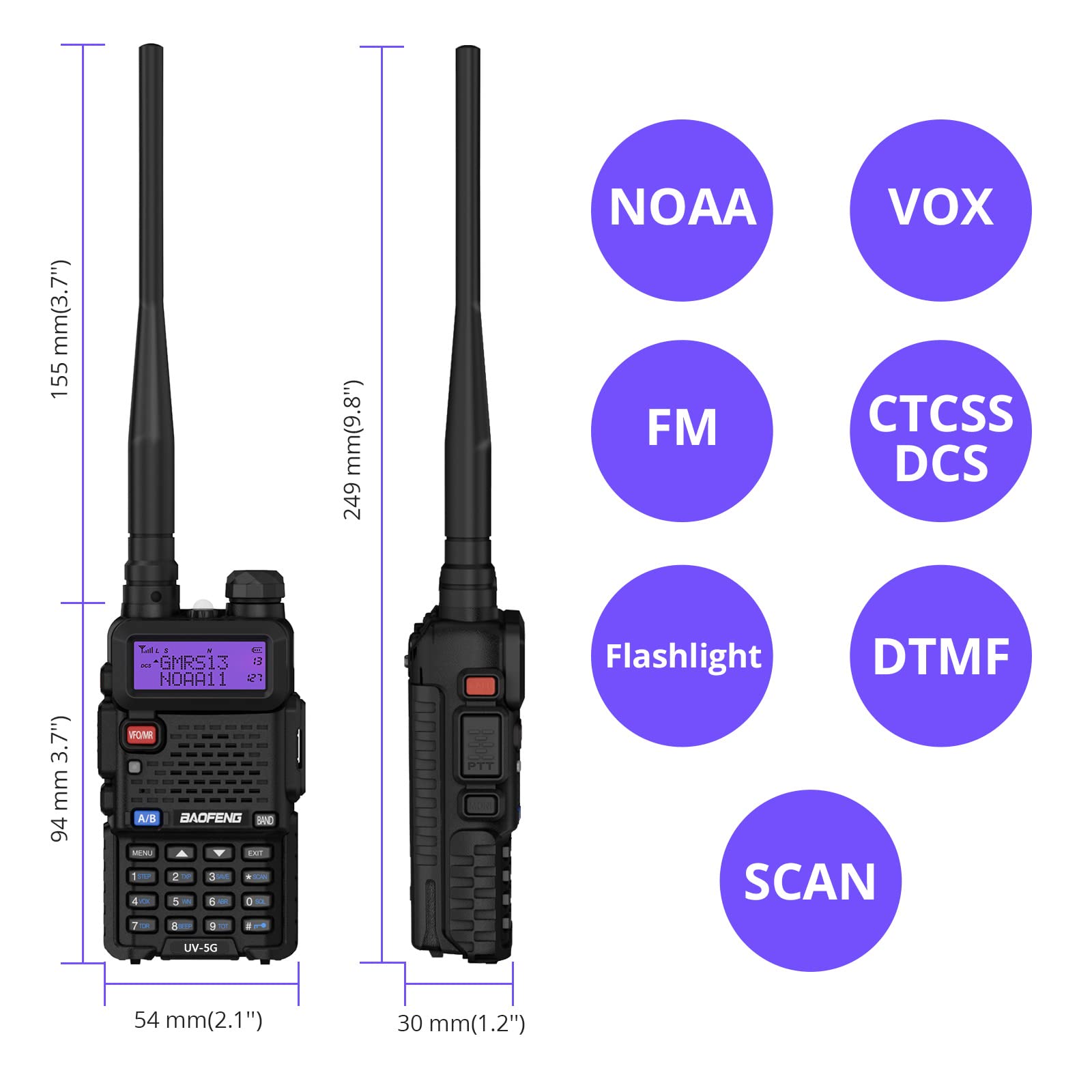 Foto 7 pulgar | Walkie Talkies De Largo Alcance Gmrs Radio Baofeng Uv-5x (uv-5g) - Venta Internacional.