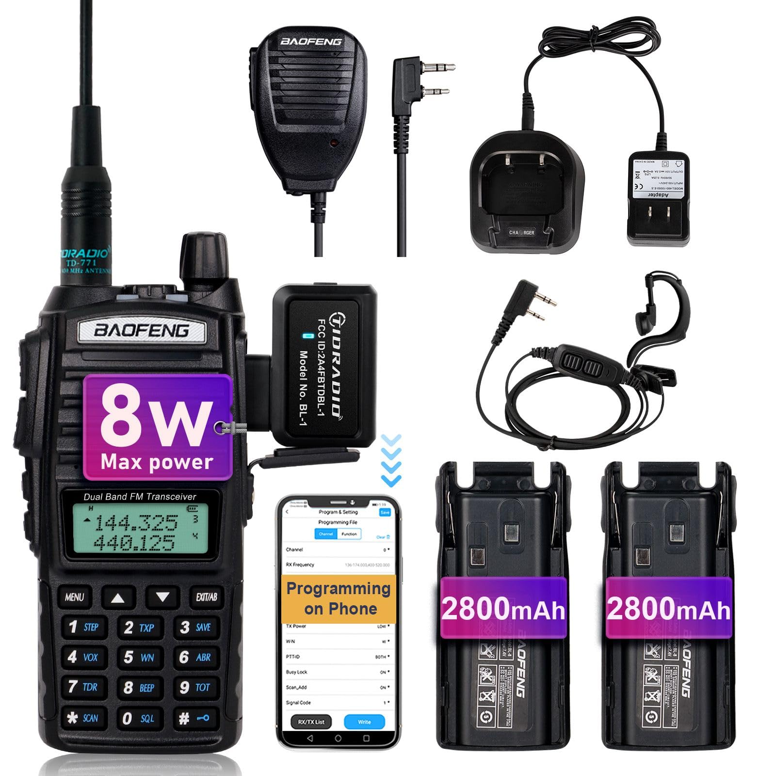 Foto 2 pulgar | Radio Bidireccional Baofeng Uv-82 Ham Radio Portátil De Alta Potencia - Venta Internacional.