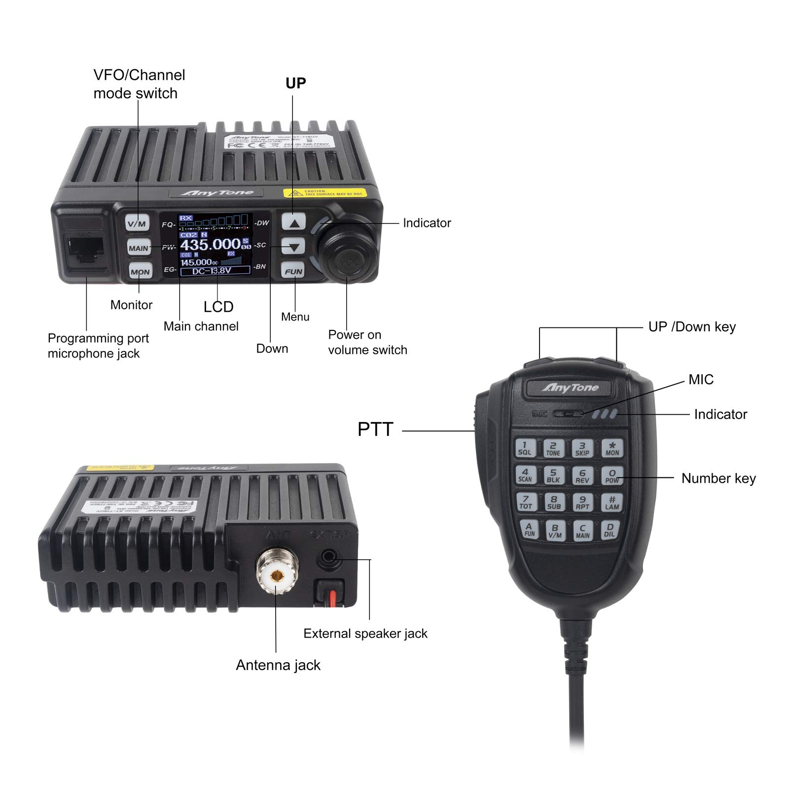 Foto 3 pulgar | Transceptor Móvil De Radio Anytone At-779uv Vhf/uhf Para Coche - Venta Internacional.