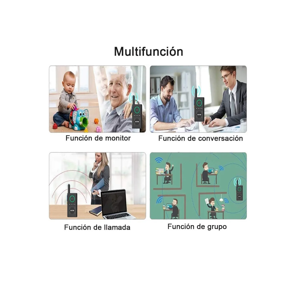 Foto 4 pulgar | Walkie Talkie Portátil Recargable 2 Radios Daytech color Negro