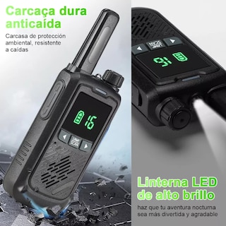 Foto 3 | Walkie Talkie Radios Comunicación Recargable 5km 2pcs Eo Safe Imports Esi-13070 Negro