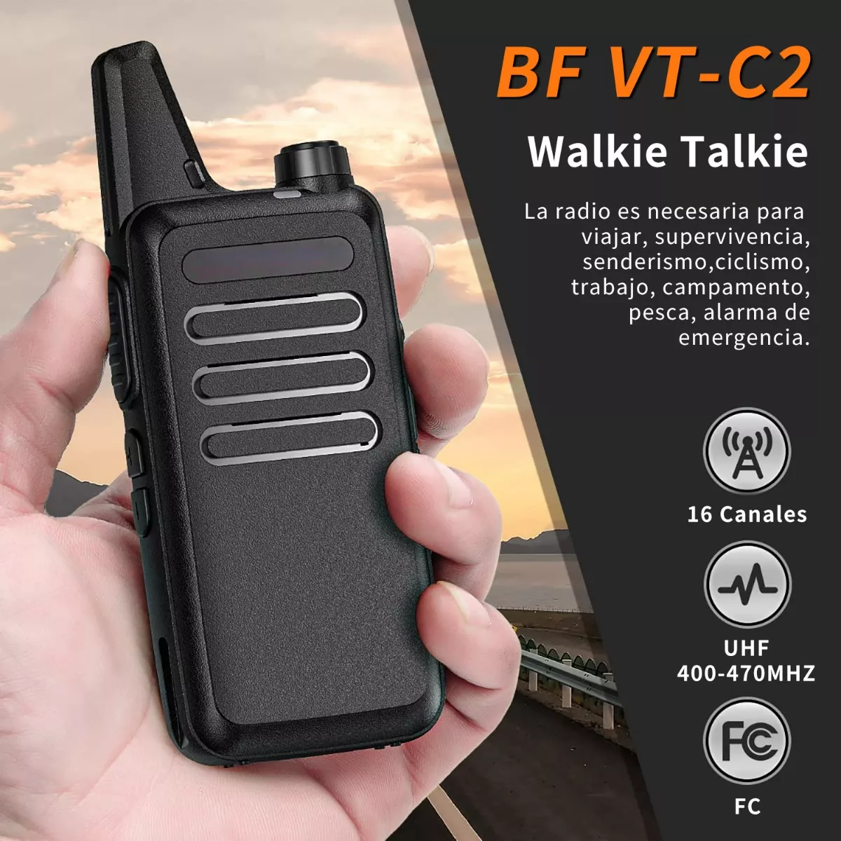 Foto 2 | Radios Walkie Talkies Usb Recargable 2 Pzas  Eo Safe Imports Esi-13071 Negro