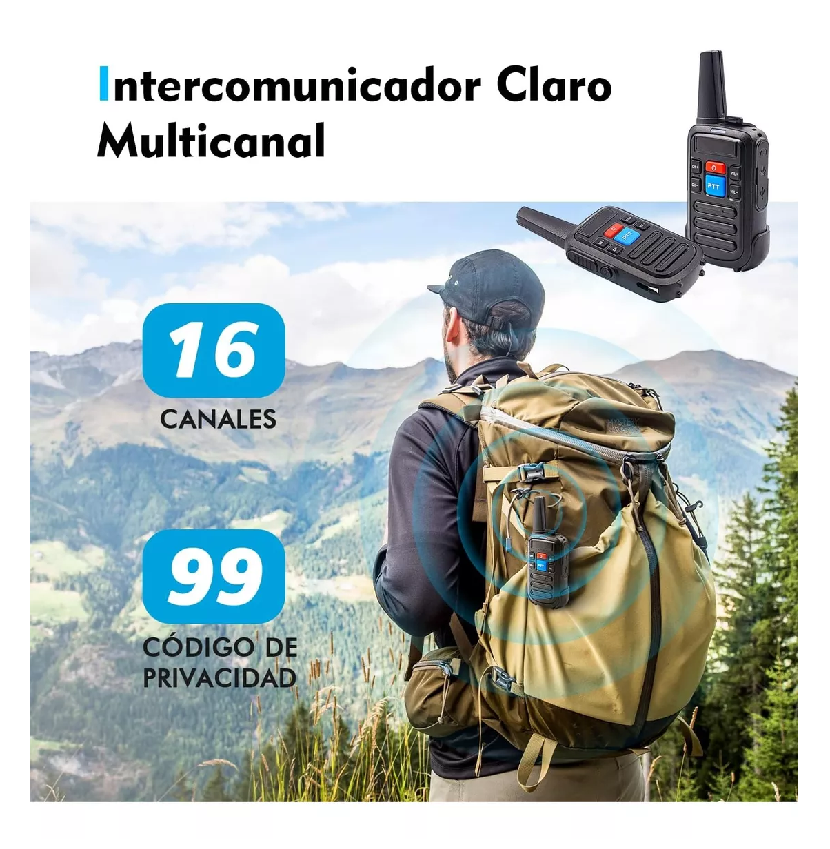 Foto 4 pulgar | Intercomunicador Inalámbrico Recargable De 2 Piezas Negro
