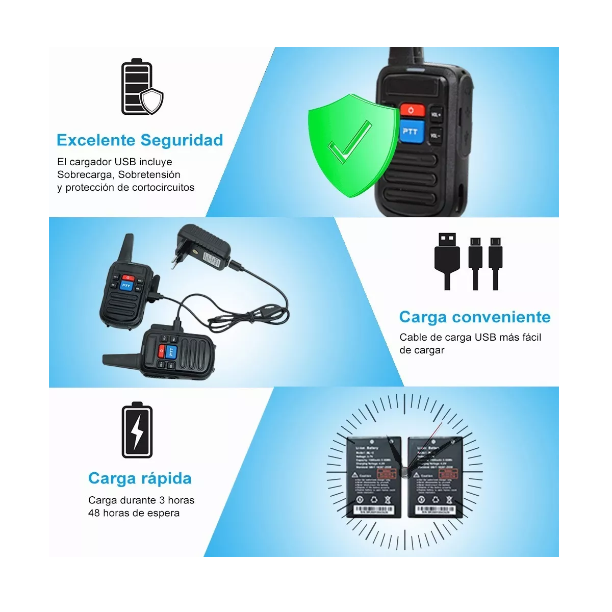 Foto 4 pulgar | 2 Radios Walkie Talkie Usb Recargable 99 Canales Mini 5km Eo Safe Imports Esi-15233 Negro