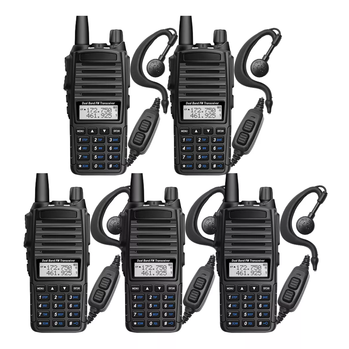 5 Pcs Radios Walkie Talkie Recargable, Con Manos Libres Eo Safe Imports Esi-16158 Negro