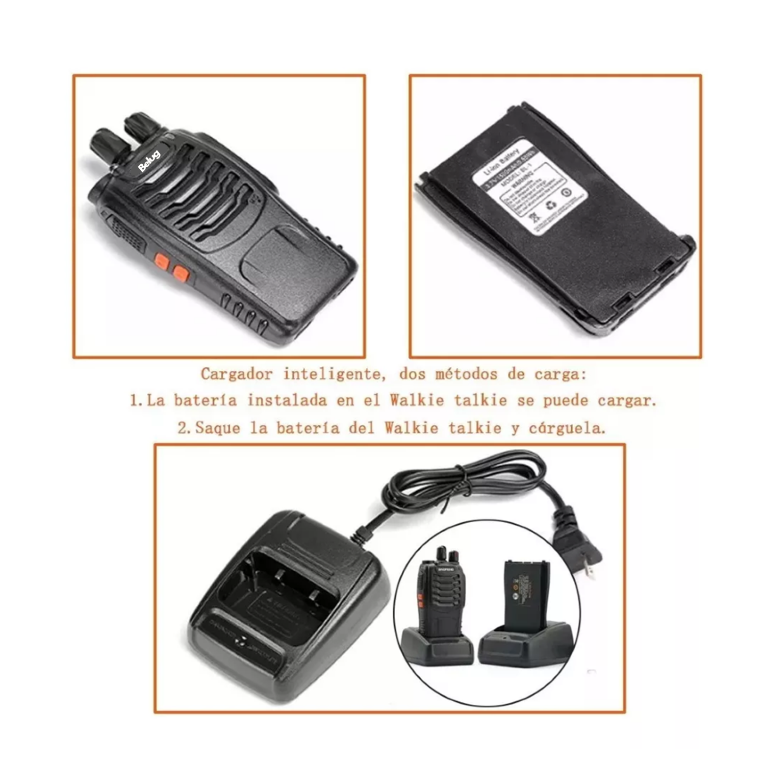 Foto 4 | Radios Belug Walkie Talkies Bf-888s Kit 2 Pc Manos Libres, Negros