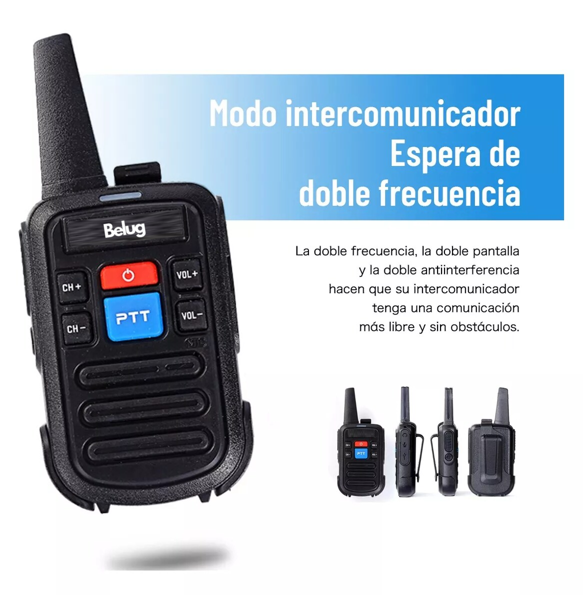 Foto 3 pulgar | Radios Walkie Recargables Usb Belug - 2 Piezas Negro