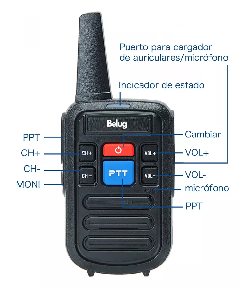 Foto 4 pulgar | Radios Walkie Recargables Usb Belug - 2 Piezas Negro