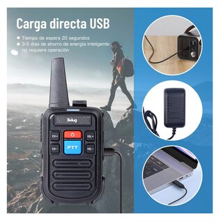 Foto 5 | Radios Walkie Recargables Usb Belug - 2 Piezas Negro