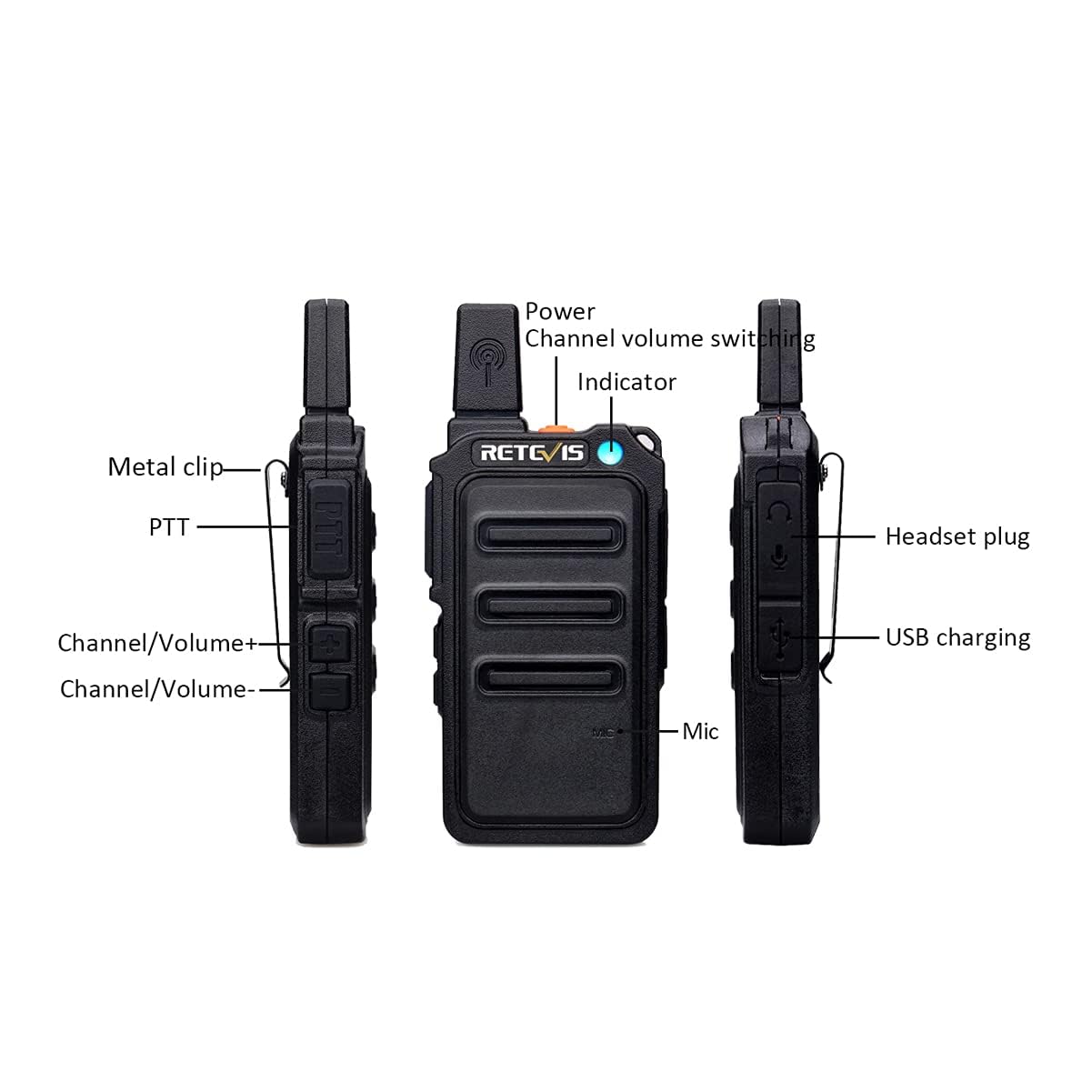 Foto 3 pulgar | Walkie Talkie Retevis Rt19 Con Micrófono, Largo Alcance 1300 Mah (paquete De 4) - Venta Internacional.
