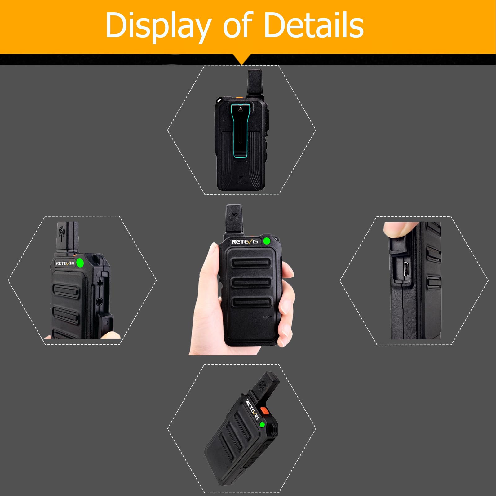 Foto 5 pulgar | Walkie Talkie Retevis Rt19 Con Micrófono, Largo Alcance 1300 Mah (paquete De 4) - Venta Internacional.