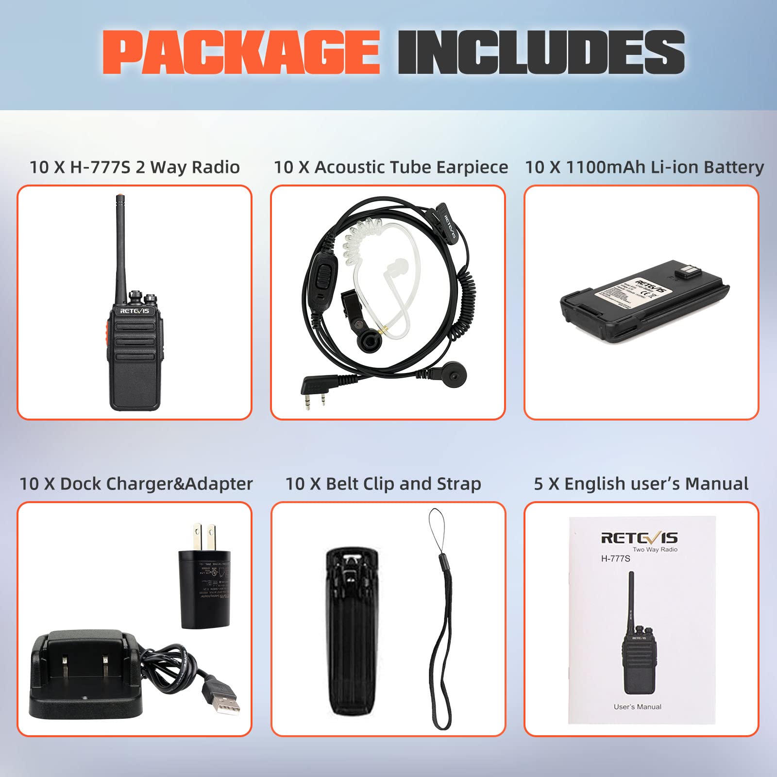 Foto 8 pulgar | Walkie Talkies Retevis H-777s Para Adultos Con Auricular Y Micrófono (10) - Venta Internacional.