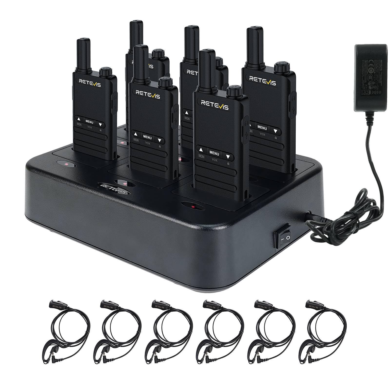 Walkie Talkie Retevis B3b Con Micrófono Y Cargador De 6 Vías, Paquete De 6 - Venta Internacional. $4,581