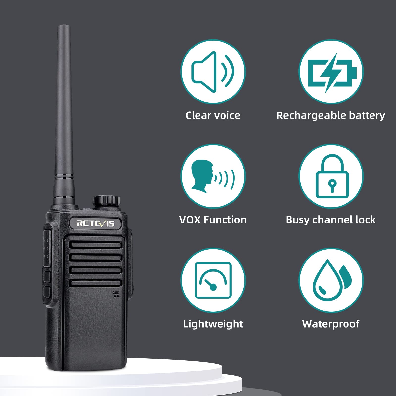 Foto 4 | Radio Bidireccional Retevis Rt47 Impermeable Con Micrófono Ip67, Paquete De 4 Unidades - Venta Internacional.