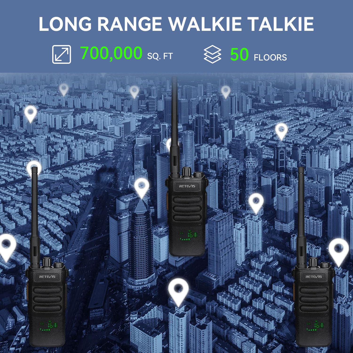 Foto 2 | Walkie Talkies Retevis Rt86, Radio Bidireccional De Largo Alcance, Paquete De 4 Unidades - Venta Internacional.