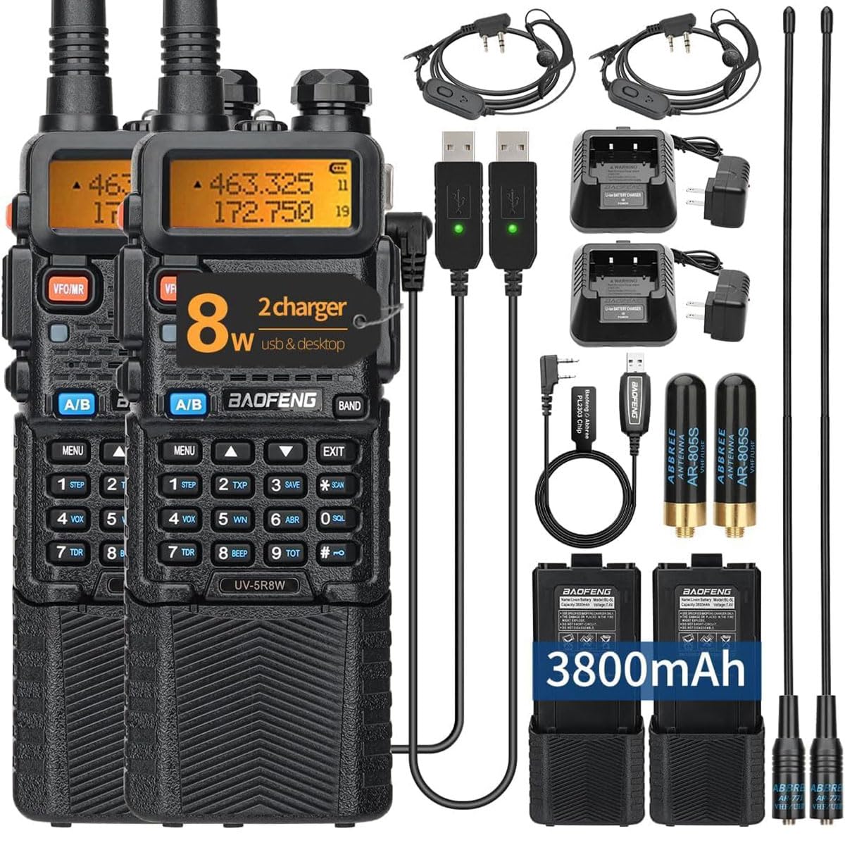 Foto 2 pulgar | Walkie Talkies Baofeng Uv-5r, 8 W, Largo Alcance, 3800 Mah, Paquete De 2 - Venta Internacional.