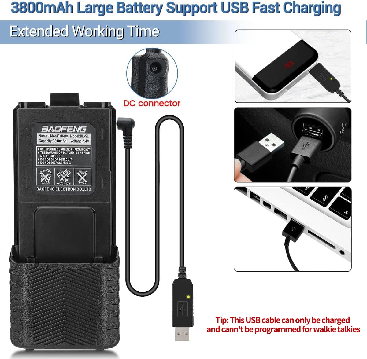 Foto 5 pulgar | Walkie Talkies Baofeng Uv-5r, 8 W, Largo Alcance, 3800 Mah, Paquete De 2 - Venta Internacional.