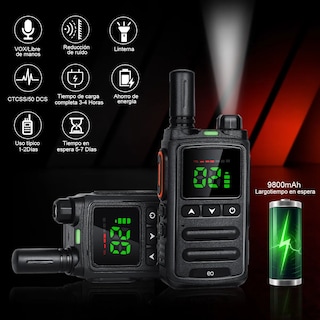 Foto 4 | 2 Radios Walkie Talkie Usb Recargable 16 Canales 5km Eo Safe Imports Esi-19716 Negro