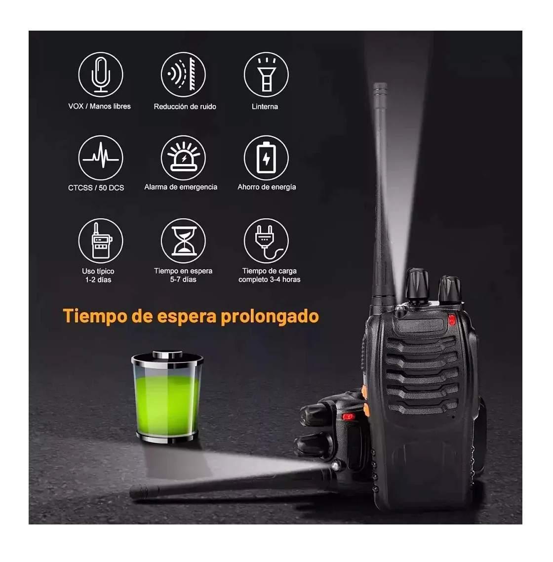 Foto 3 pulgar | Radios Walkie Talkies Manos Libres Negro 4 Piezas
