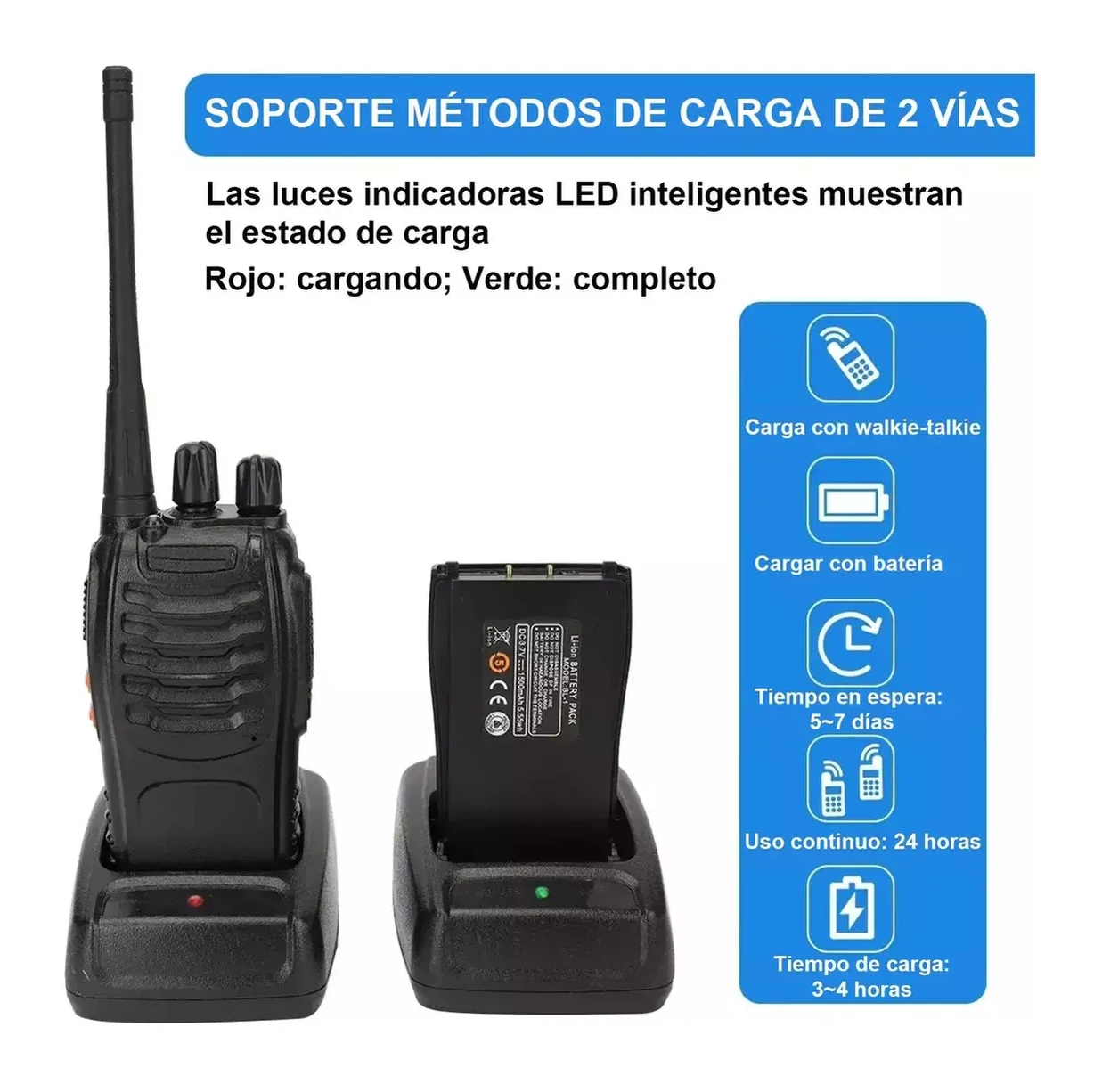 Foto 5 pulgar | Radios Walkie Talkies Manos Libres Negro 4 Piezas