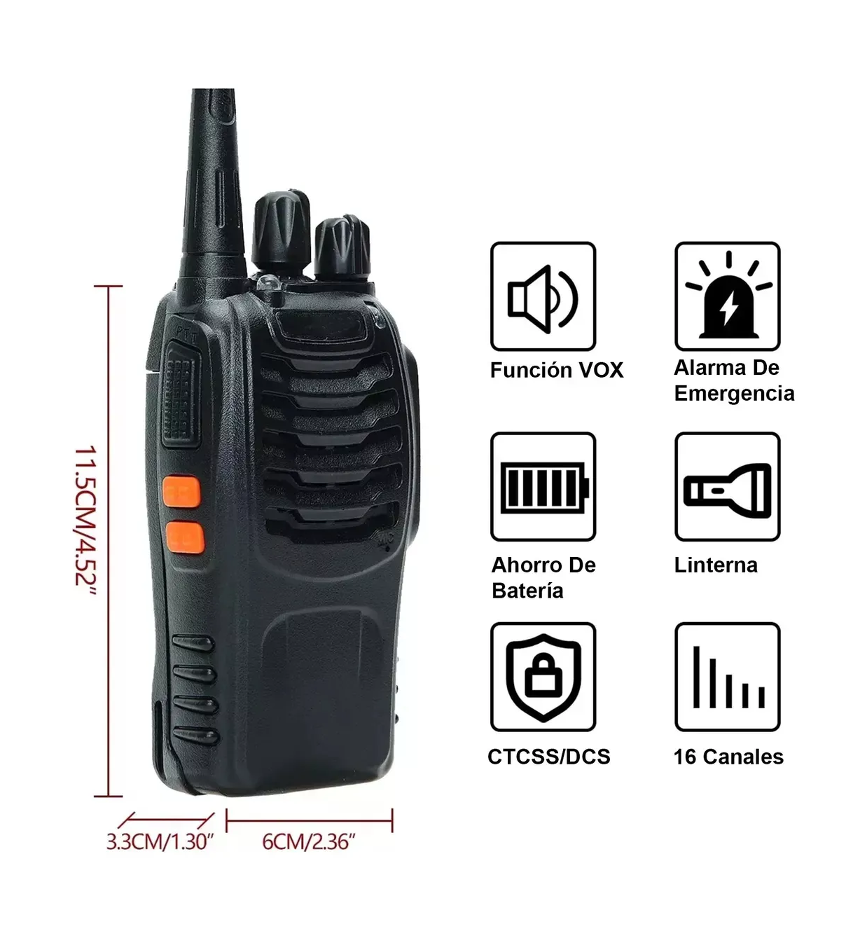 Foto 6 | Radios Walkie Talkies Manos Libres Negro 4 Piezas