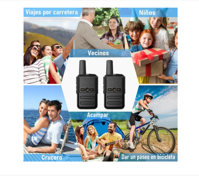 Foto 2 pulgar | 2 Radio Walkie Talkies Usb Recargable Mini 5km 16 Canales