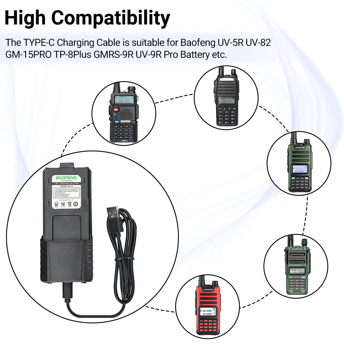 Foto 7 | Batería Baofeng Uv-5r 3800 Mah Usb-c Para Radios Uv5r Bf-f8hp - Venta Internacional.