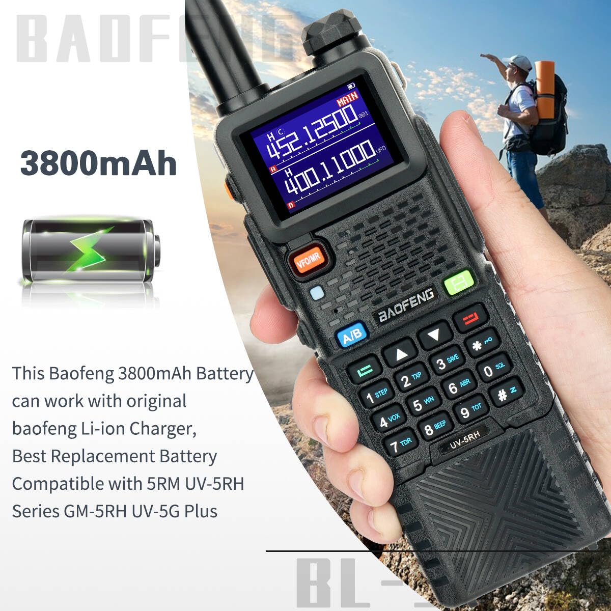 Foto 8 pulgar | Batería Baofeng Ar-5rm 3800 Mah Con Usb-c Para Radioaficionados  Paquete De 2 - Venta Internacional.