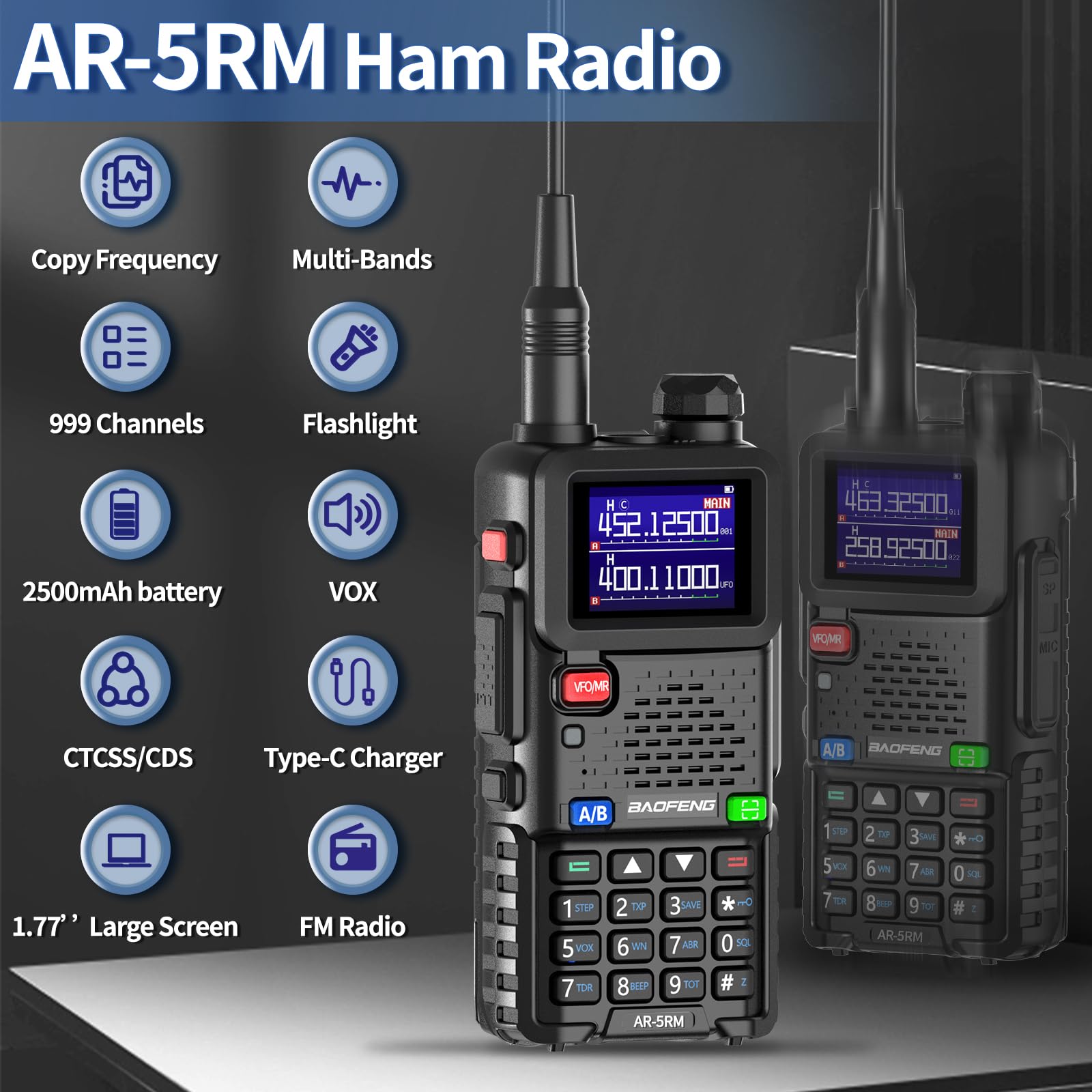 Foto 3 | Walkie Talkie Baofeng Ar-5rm De Largo Alcance  5 Km  Recargable  Paquete De 2 - Venta Internacional.