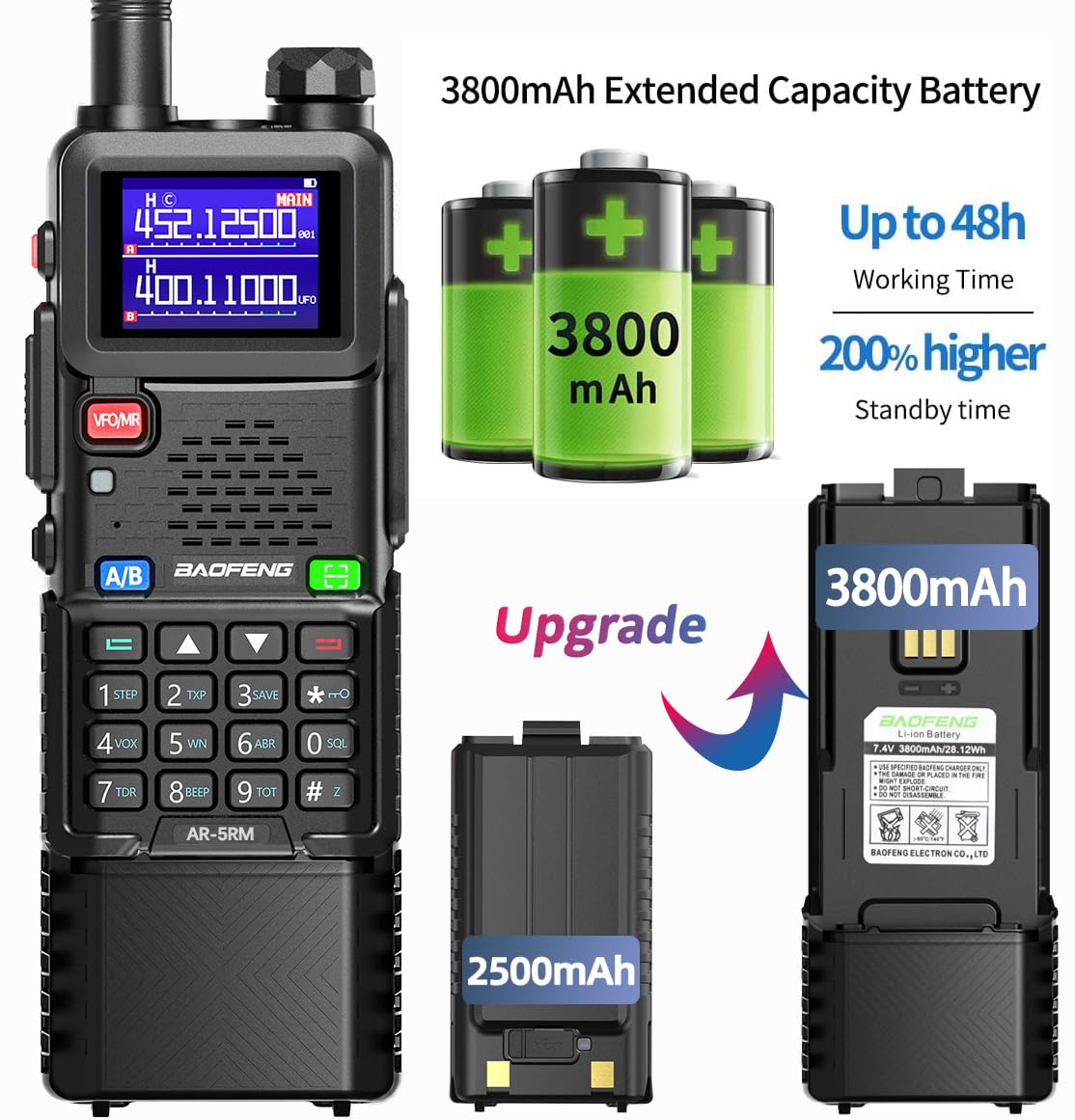 Foto 4 pulgar | Batería Recargable 3800 Mah Con Usb-c Para Baofeng Ar-5rm - Venta Internacional.
