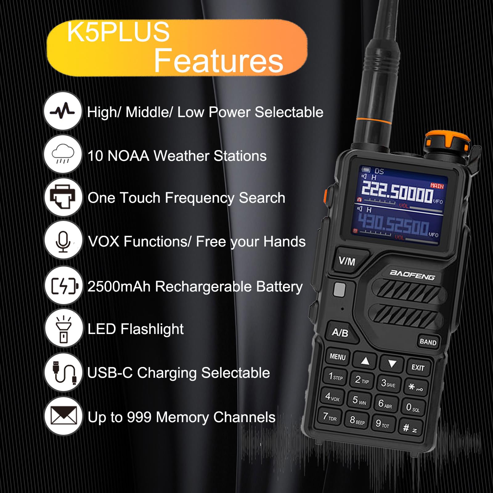 Foto 4 | Ham Radio Portátil Baofeng K5 Plus De Triple Banda De Largo Alcance - Venta Internacional.