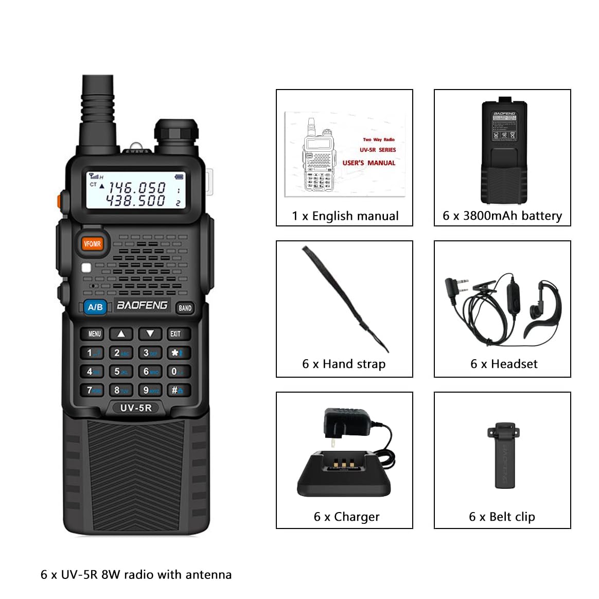 Foto 7 pulgar | Radio Bidireccional Baofeng Uv-5r De Doble Banda De Largo Alcance (paquete De 6) - Venta Internacional.
