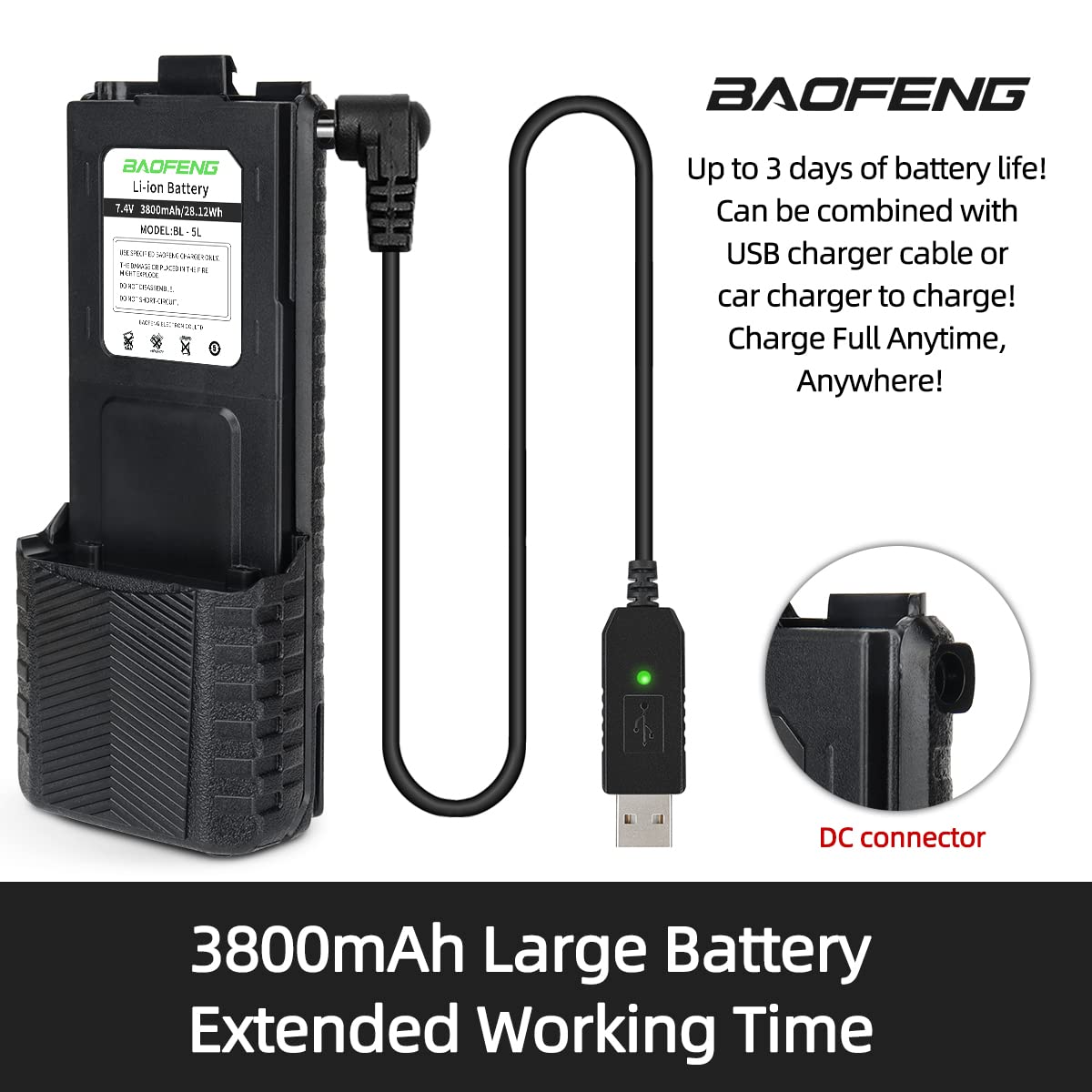 Foto 3 pulgar | Pilas Para Radioaficionados Baofeng Uv-5r Bf-f8hp 3800 Mah X2 - Venta Internacional.