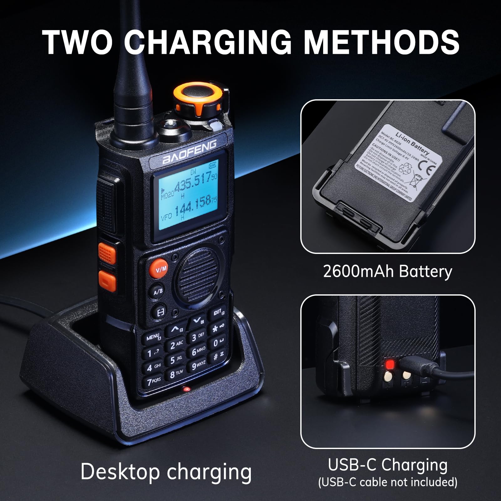 Foto 4 pulgar | Walkie-talkie Baofeng K6 De Triple Banda De 5 W Con Altavoz  Micrófono Y Cable - Venta Internacional.