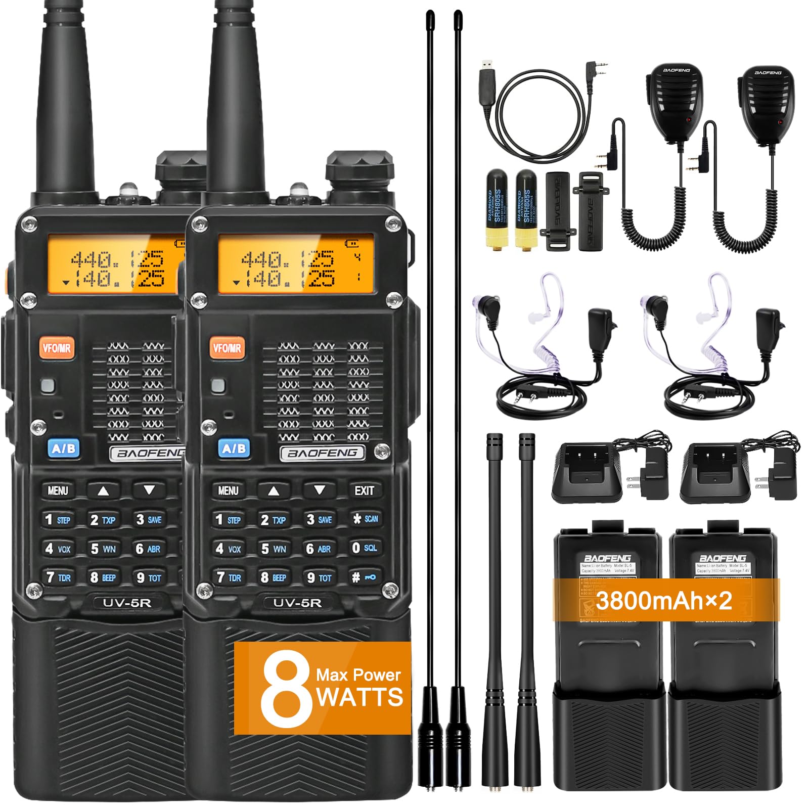 Foto 1 | Ham Radios Baofeng Uv-5r De Largo Alcance  8 W  Uhf/vhf  Paquete De 2 - Venta Internacional.