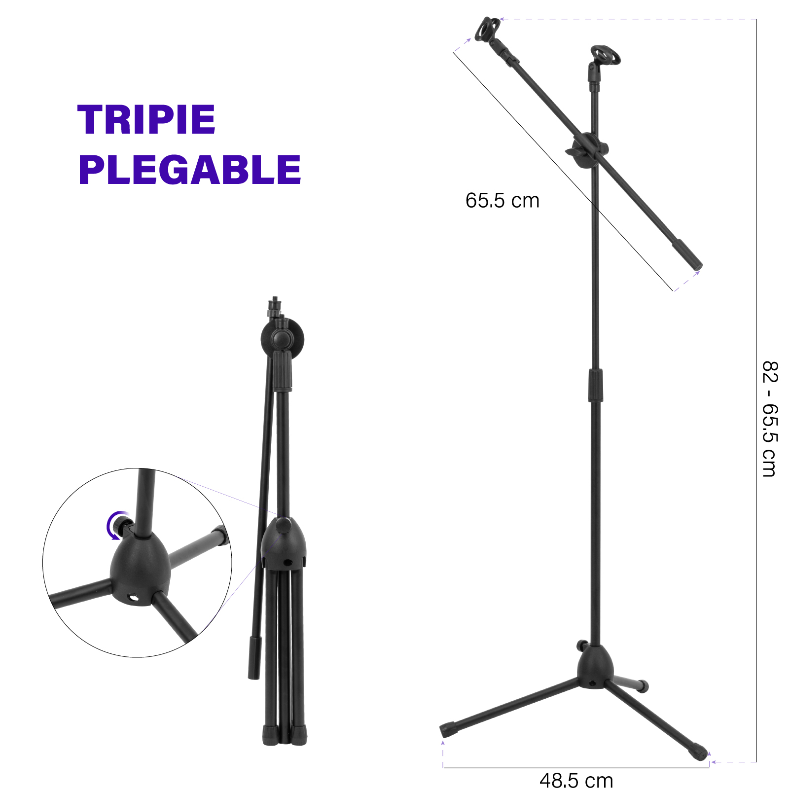 Foto 4 pulgar | Pedestal Onof De Tripie Para Micrófono Ajustable de Metal Color Negro 2 Pz