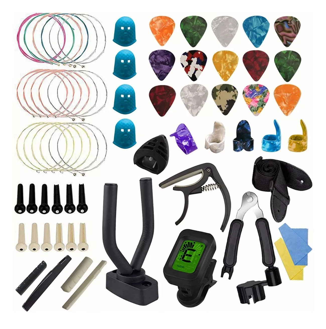 Kit De Accesorios Para Guitarra Acustica Cuerdas 66 Unidades Multicolor