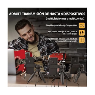 Foto 2 | Mezcladora Tarjeta de Sonido con Micrófono Eo Safe Imports ESI-8273 color Negro