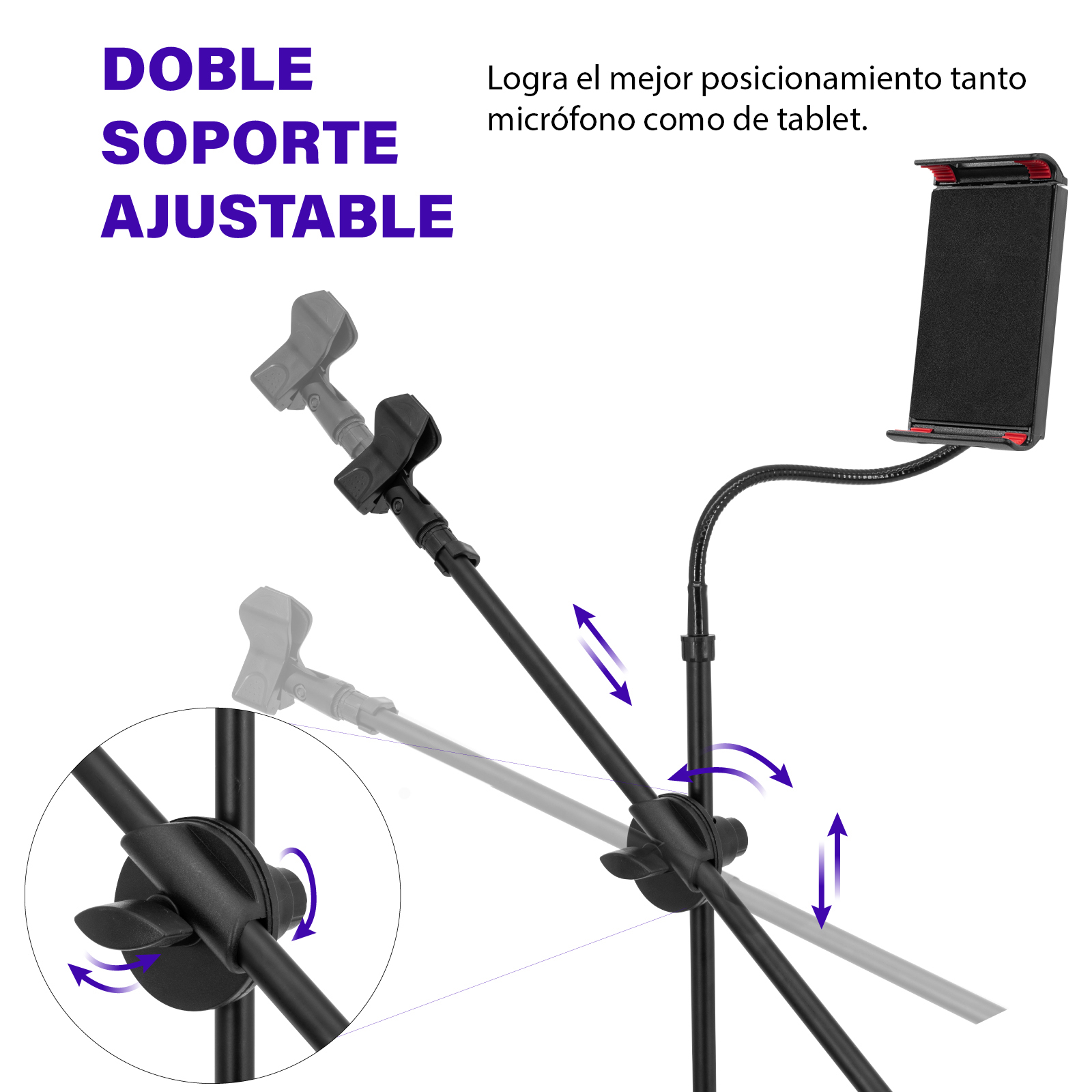 Foto 3 | Pedestal De Tripie Zonar Enzo Para Micrófono Ajustable C/ Base Para Ipad Color Negro