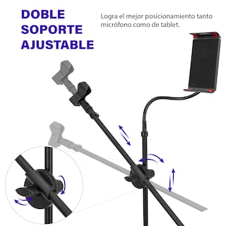 Foto 3 | Pedestal De Tripie Zonar Enzo Para Micrófono Ajustable C/ Base Para Ipad Color Negro