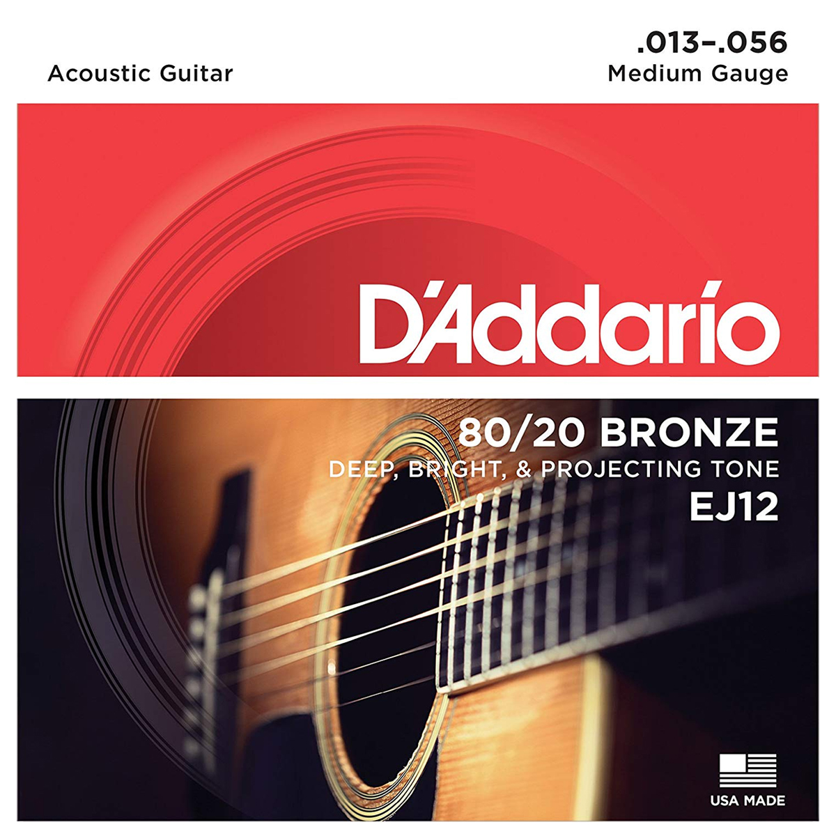 Daddario Ej12 Juego 6 Cuerdas Para Guitarra Acústica Bronce 13-56