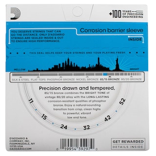 Foto 2 | Encordadura con Entorchado de Bronce D'Addario EZ910-E 85/15